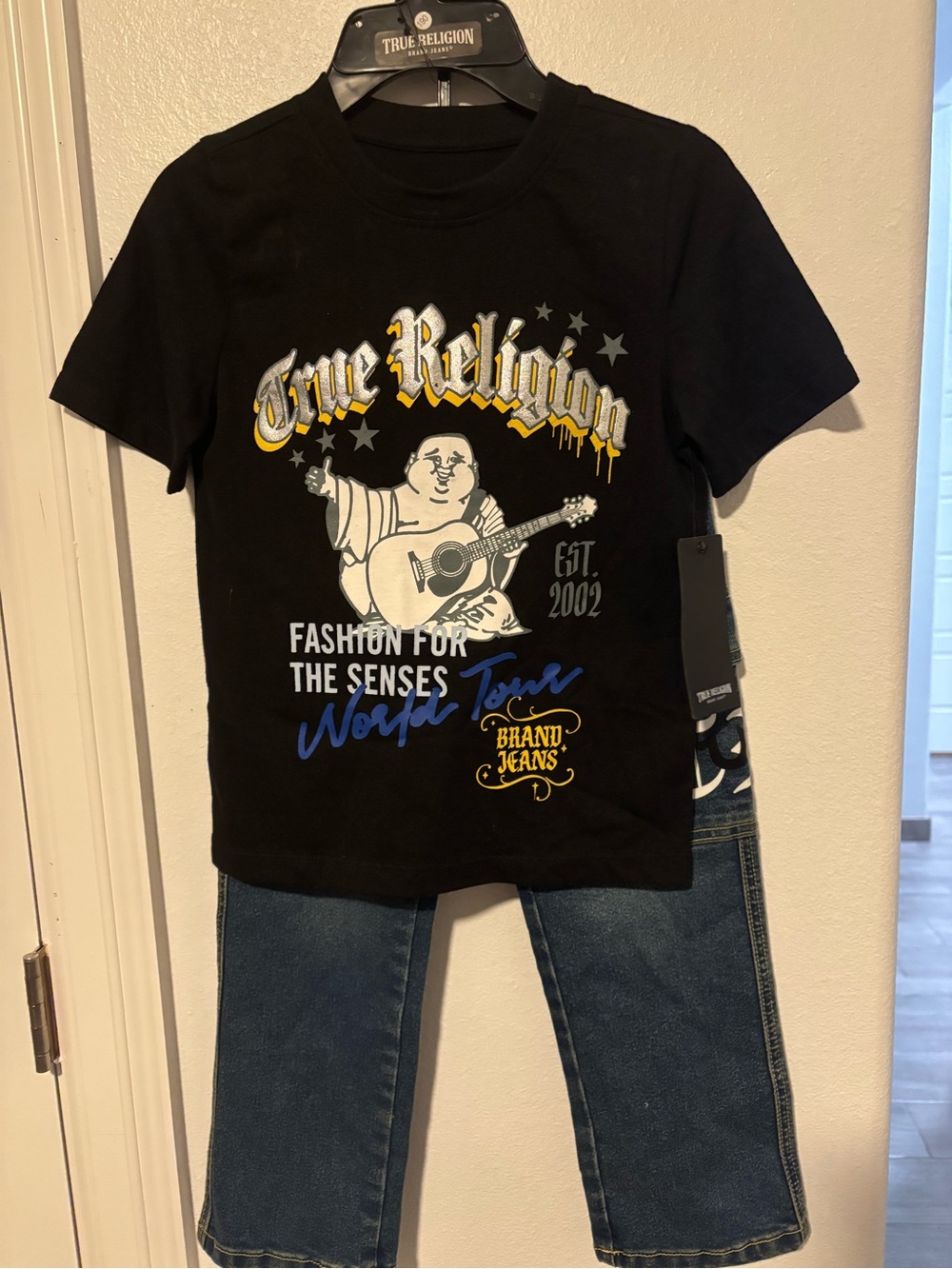 True Religion Black Graphic Tee with Multi-Color Logo